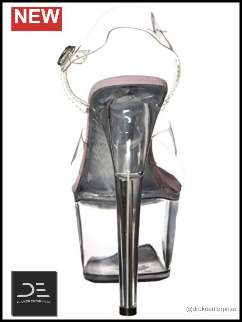 Clear Platform Sandals Ankle Strap Open Toe 7 Inch Heel